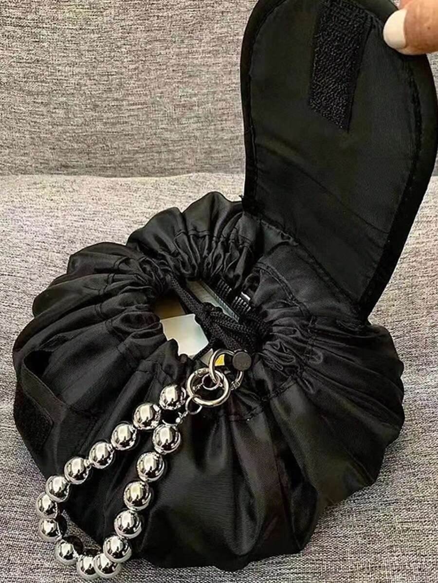 1 Túi đựng mỹ phẩm có dây rút, túi du lịch xách tay kèm móc khóa ngọc trai ngẫu nhiên, thích hợp để đựng mỹ phẩm, đồ dùng vệ sinh cá nhân khi đi du lịch, v.v. Túi có khóa kéo này có thể dùng để đựng đồ làm móng, túi trang điểm, túi đựng mỹ phẩm, hộp đựng đồ trang điểm, đồ dùng du lịch, phụ kiện trang điểm, túi trang điểm nhỏ, túi đựng mỹ phẩm.