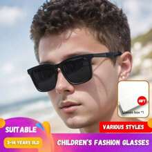 1 pieza Gafas de moda con marco grande cuadrado para adolescentes, gafas de moda para adolescentes, lentes de mercurio, disponibles en múltiples colores, adecuadas para el grupo de edad (14-16 años), adecuadas para uso diario al aire libre, vacaciones y exposición de fotos, opción ideal para regalos de adolescentes - Negro - Ver 1