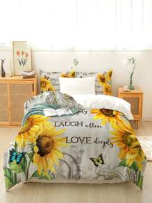3入組豪華柔軟向日葵被套套裝-豪華舒適的寢具，適用於臥室和客房-特色鮮明的印花，包括1件被套和2個枕套（不包括被子） - 彩色 - 查看 1