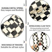 2 PCS Checkered Hair Claw Clips Square Checker Barrettes Cute Non Slip Hair Jaw Clips Strong Hold Rectangle Hair Claw Multicolored Plaid Vintage Checkered Hair Clip Y2K Hair Barrettes For Women Girls - Multicolor - View 3