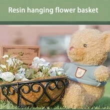 1入組8吋金屬掛花籃與8吋椰子纖維內襯 - 椰子纖維內襯，附黑色鏈條，適用於門廊盆栽掛架、室內外花盆、花園裝飾 - 棕色 - 查看 6