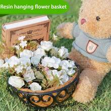 1入組8吋金屬掛花籃與8吋椰子纖維內襯 - 椰子纖維內襯，附黑色鏈條，適用於門廊盆栽掛架、室內外花盆、花園裝飾 - 棕色 - 查看 4