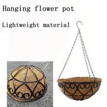 1入組8吋金屬掛花籃與8吋椰子纖維內襯 - 椰子纖維內襯，附黑色鏈條，適用於門廊盆栽掛架、室內外花盆、花園裝飾 - 棕色 - 查看 9