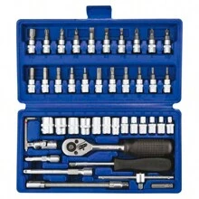 Kit Chaves Soquete Catraca 46 Pçs Maleta Mecânico - Azul - Visão 3