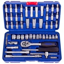Kit Chaves Soquete Catraca 46 Pçs Maleta Mecânico - Azul - Visão 2