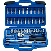 Kit Chaves Soquete Catraca 46 Pçs Maleta Mecânico - Azul - Visão 1