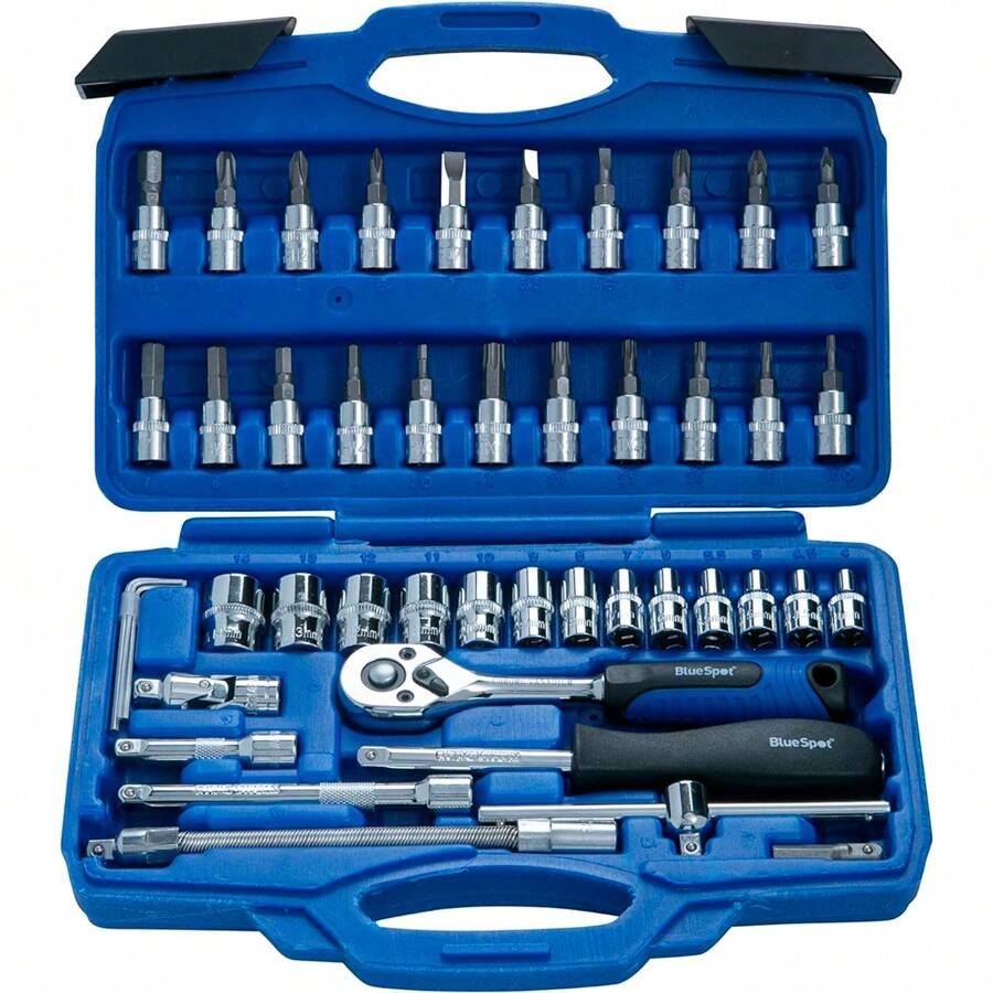 Kit Chaves Soquete Catraca 46 Pçs Maleta Mecânico - Azul - Visão 1