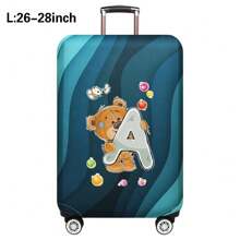 行李箱罩旅行箱罩适用于 18 至 32 英寸行李箱保护套男女户外假日旅行必备配件涤纶行李箱弹力防尘罩时尚首字母 A 至 Z 熊字母印花包适用于学校学校配件学校用品