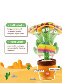 Cactus bailarín, cactus parlante repite lo que dices, nuevo juguete de peluche suave que habla eléctrico, juguetes de cactus para bebés - Verde - Ver 2