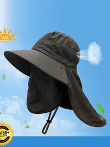 1頂男士戶外防曬寬邊帽,適用於遠足、攀登、釣魚和防uv,是夏季面部防護的完美選擇 - 純色登山帽 - 查看 15