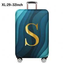 Luggage Cover Travel Case Cover For 18 To 32 Inch Luggage Protector Cases For Men Women Outdoor Holiday Travel Essentials Accessories Polyester Suitcase Elastic Dust Covers Fashion Initial Name A To Z Gold Letter Print Travel Accessories Travel Must Haves Bag For School School Accessories School Stuff - Blue - View 36