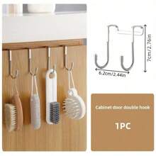 1 pieza Gancho colgante de puerta de gabinete multifuncional, gancho detrás de la puerta, gancho doble, adecuado para colgar ganchos de almacenamiento detrás de la puerta, cocina, gabinete y baño