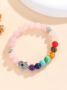 Pulsera de curación de los 7 Chakras ajustable y extensible con piedra de lava para equilibrar, meditar y joyería de moda - meditación - Ver 7
