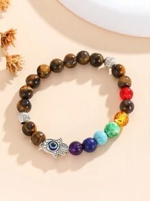 Pulsera de curación de los 7 Chakras ajustable y extensible con piedra de lava para equilibrar, meditar y joyería de moda - meditación - Ver 5