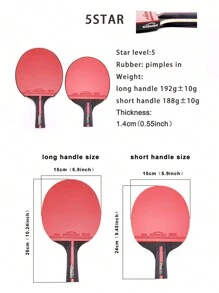 Sinbonlant 五星級（10件套）乒乓球拍長把/短把球拍，雙面凹凸高彈性橡膠 - 彩色 - 查看 6