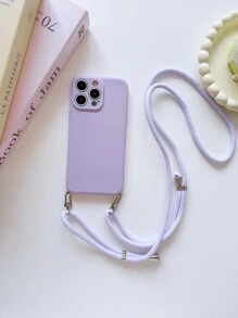 Ốp điện thoại đeo chéo trơn có dây đeo, tương thích với Apple 15/15Pro/15Plus/15Promax, phiên bản quốc tế, không phải phiên bản nội địa. - Màu tím - Xem 1