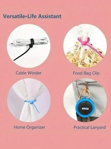 10 chiếc dây cáp silicon có thể tái sử dụng, dây buộc cáp đa năng, khóa cố định, dây buộc cáp, dây buộc túi, dây buộc xoắn, kẹp túi đa năng, kẹp giữ đồ ăn, dây tai nghe, kẹp gọn gàng cho túi, quản lý cáp, phụ kiện trang sức, phụ kiện du lịch, pin dự phòng, túi du lịch, bộ sạc di động, hộp đựng sạc, trường học, trường cao đẳng, trường trung học, hộp đựng tai nghe, túi đựng cáp, túi đựng đồ điện tử, ký túc xá, cắm trại tại nhà - Nhiều màu - Xem 4