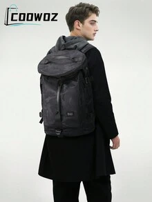 大号大学生书包旅行笔记本电脑背包适合14-15.6英寸笔记本电脑，笔记本电脑背包男士休闲旅行包时尚运动健身大容量斜挎包通勤背包女士防水背包男士多功能电脑包单肩旅行背包初中高中学生书包万圣节圣诞节冬季圣诞礼物男士书包 - 黑色 - 查看 4