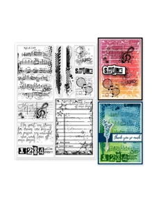 復古相框音符透明矽膠印章，適用於手工藝品製作/卡片製作裝飾工藝橡皮印章 - 無色 - 查看 1