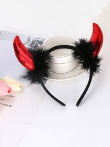 1 pieza Diadema con cuernos de diablo de Halloween, Clip para el cabello con cuernos góticos, Rojo y Negro, Belleza, Banda para el cabello, Aro para el cabello, Accesorio para el cabello para Mujeres