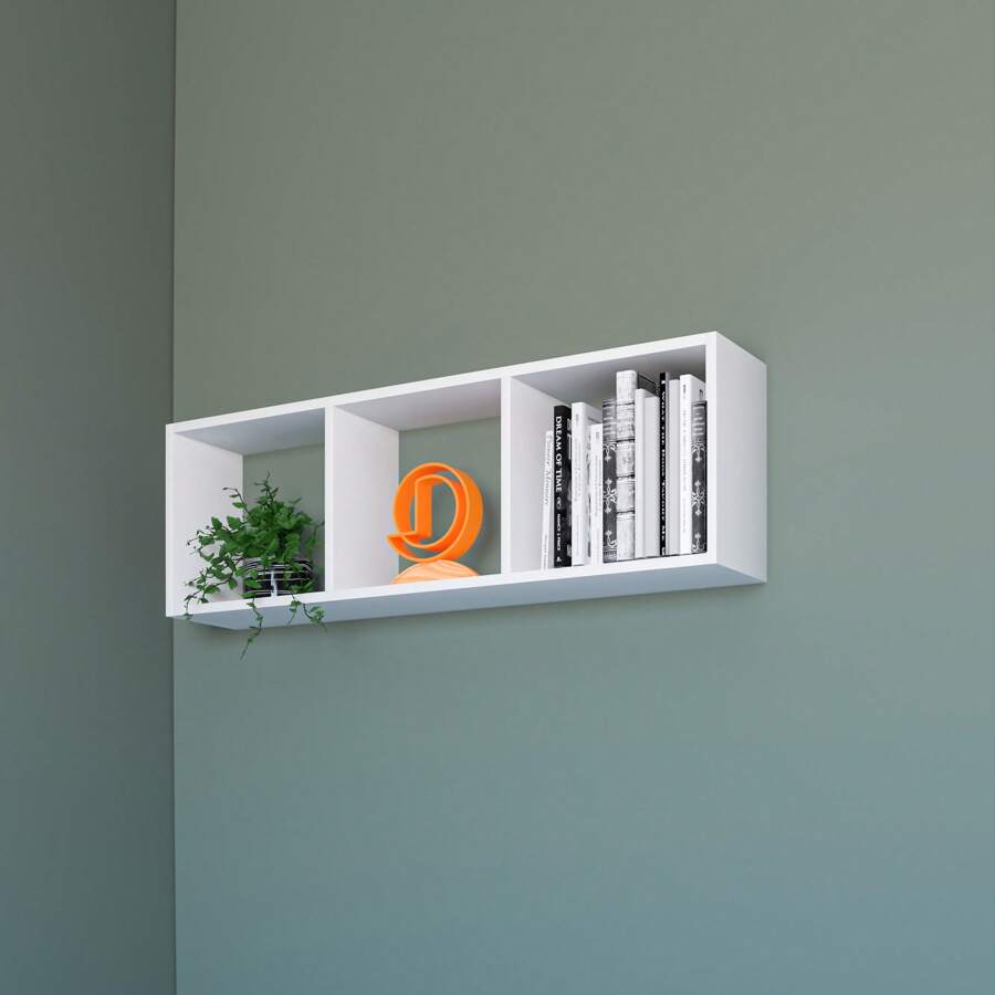 Nicho Triplo Retangular Decorativo MDF - Branco - Visão 1