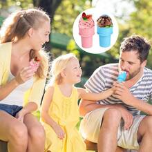 Ice Cream Cone Holder, Ice Cream Snow Cone Rack, Small Ice Cream Cones Mini Container, Ice Cream Plastic Cup Spoon For Birthday Party - Multicolor - View 3