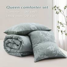 Downluxe Comforter Set - Bedding Comforter Sets, Botanical Flower Comforter, Soft Reversible Floral Comforter And Pillow Sham For All Seasons - Dark Green - View 7