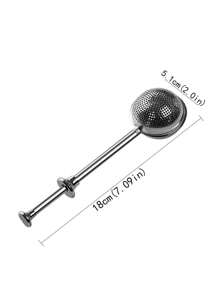 1pc Stainless Steel Tea Strainer, Press Type Tea Filter With Handle, Snap Ball Tea Strainer, Multi Tea Slag Ball, Spring Tea Strainer, For Home Office Restaurant, Tea Supplies Back To School - Silver - View 9