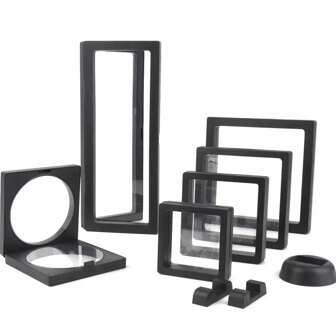 PE薄膜黑色珠寶收納盒3D包裝盒，寶石自由站立懸浮框膜戒指耳環項鍊展示