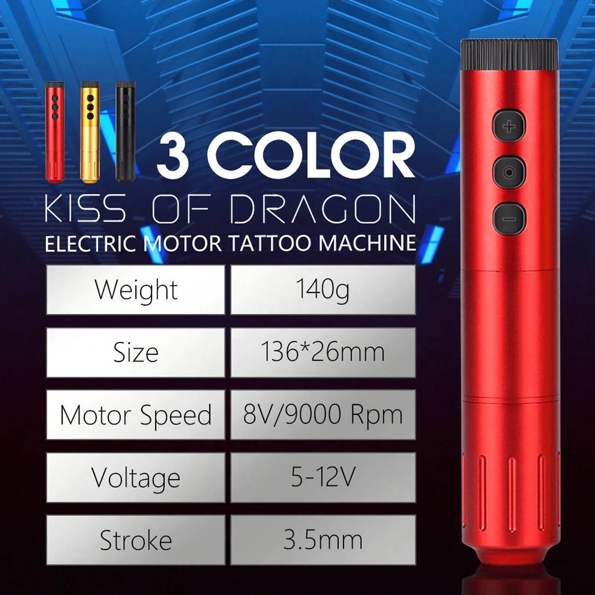 1PC Wireless Tattoo Pen Machine, LED Display Tattoo Machine