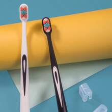 1pc Little Cow Adventure Toothbrush With Ten Thousand Hair Upgraded Pattern Tri Color Adult Soft Hair Independent Packaging - B - View 6