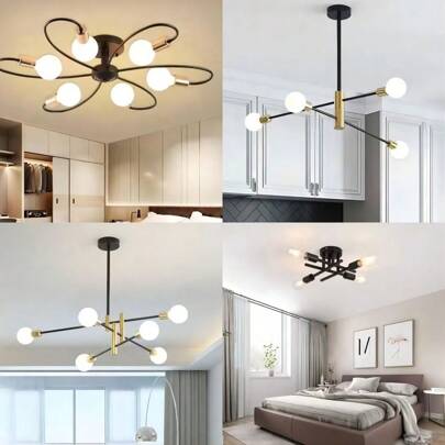 1 件北欧风格照明灯具，现代简约魔豆吊灯，创意卧室餐厅豪华铝制多头吊灯，不含灯泡