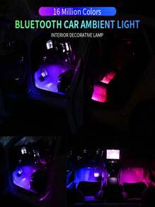 USB RGB LED 汽車行車艙照明套件-智慧手機操作，音樂同步功能，多種環境色彩氛圍外觀燈帶-簡易安裝套件