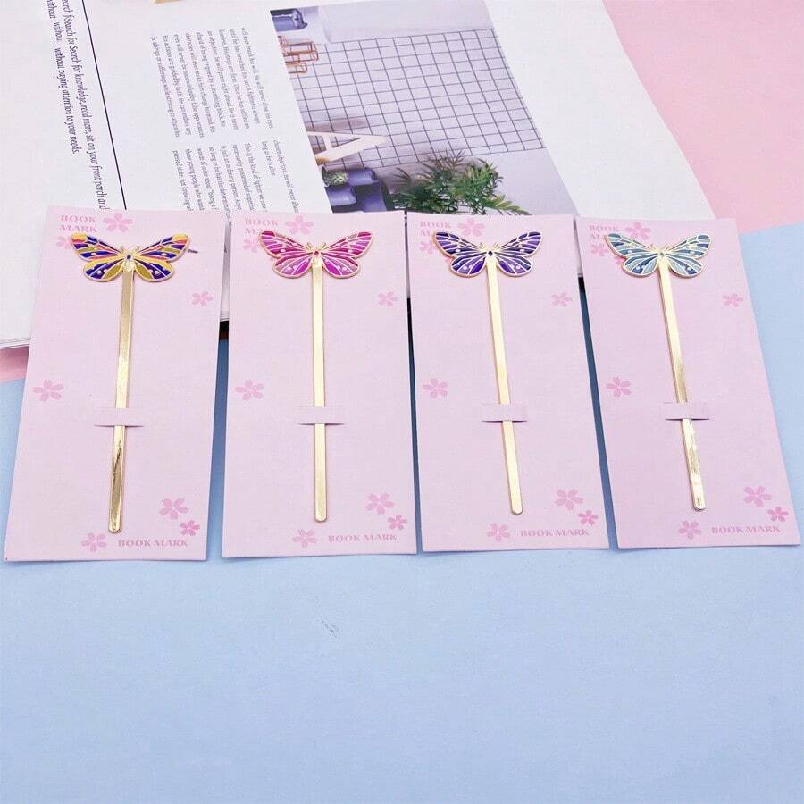 1pc Rectangular Butterfly Bookmark, Stationery, School Supplies, Office Supplies, School Items, Reader, Gift, Reading Hobby, Book Accessory, Reader - Multicolor - View 1