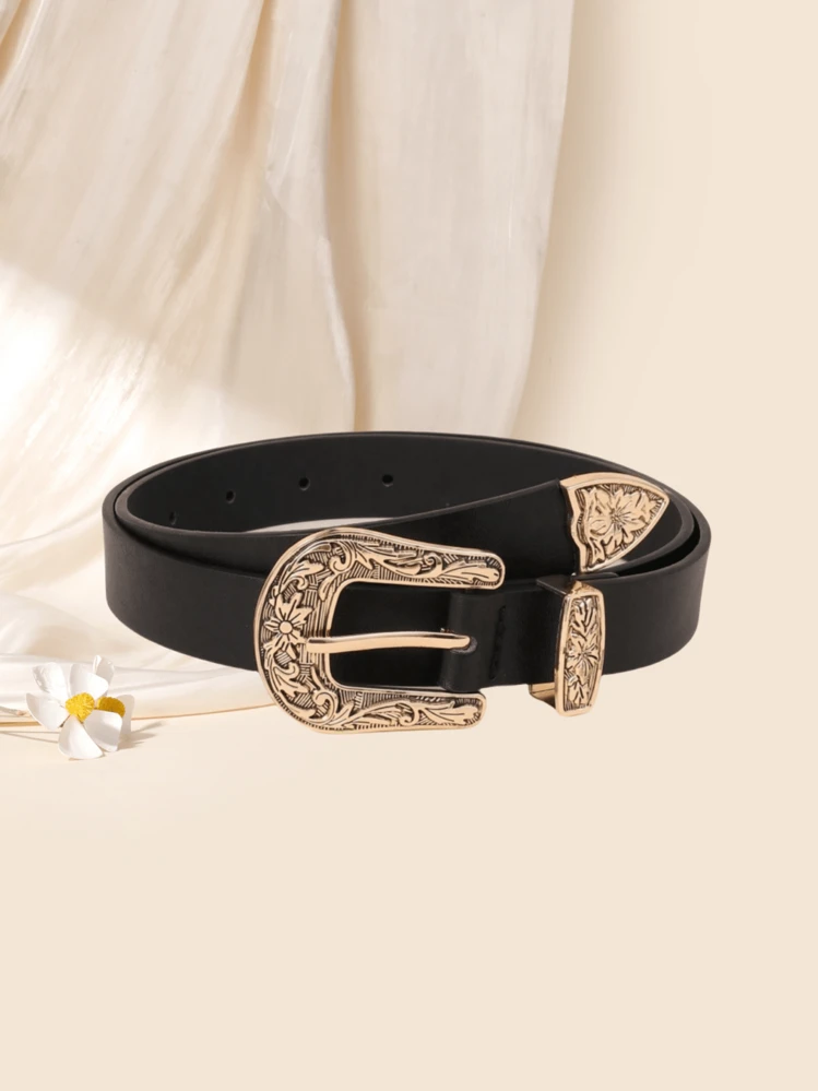 Women\'s Fashion Belt with Western Buckle - Adjustable PU & Bonded Leather Eohak Western-Belt-for-Women-Cowgirl, PU-Leather-Waist-Belts  main image 4