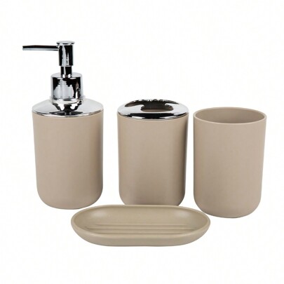 Juego de 4 accesorios de baño - Portacepillos de dientes, jabonera, dispensador de loción y vaso de enjuague. Decoración de baño para el hogar, accesorios de baño, organizador de baño, decoración de otoño, almacenamiento de regreso a la escuela