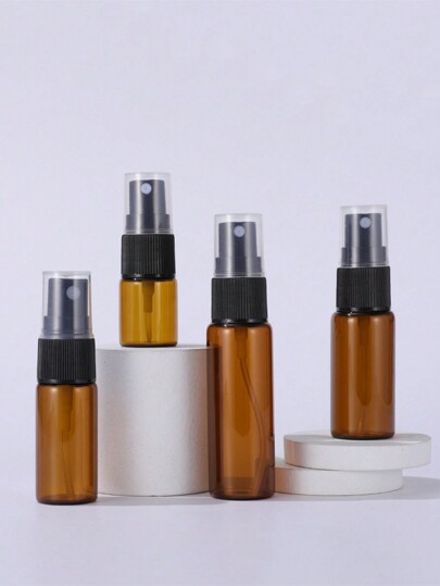 3 قطع زجاجات رذاذ من الزجاج الكهرماني بسعة 5 مل و10 مل و15 مل و20 مل، مع مضخة ضغط سوداء لرذاذ العطور والسوائل، قابلة لإعادة التعبئة للاستخدام الجماعي والسفر