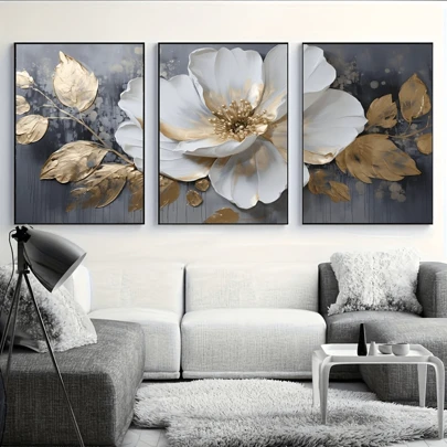3pcs/Set Unframed Canvas Posters, Modern Abstract Flower Paintings, Canvas Wall Art, Artwork Wall Paintings, Can Be Used As Gifts, Bedroom, Office, Living Room, Cafe, Bar, Wall Decoration, Home And Dormitory Decoration, 40*60 Cm Birthday Graduation
