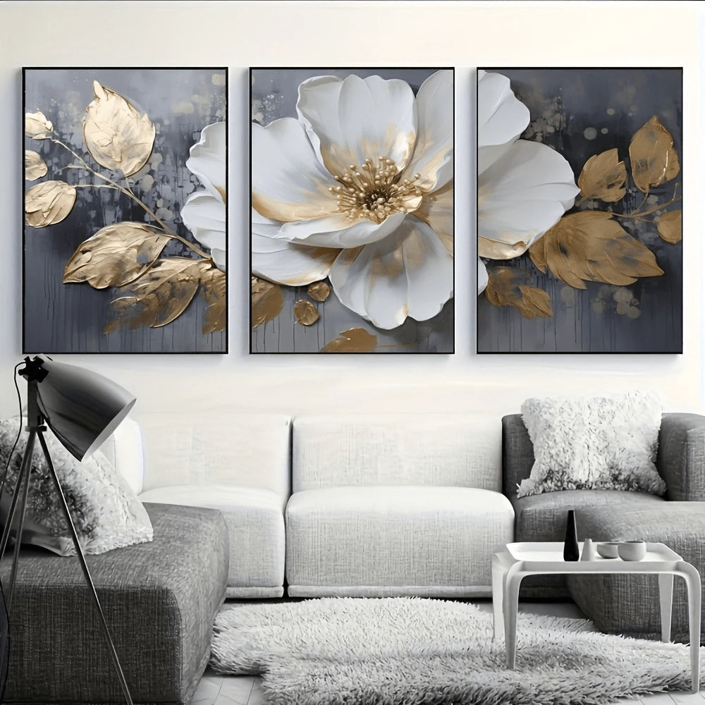 3pcs/Set Unframed Canvas Posters, Modern Abstract Flower Paintings, Canvas Wall Art, Artwork Wall Paintings, Can Be Used As Gifts, Bedroom, Office, Living Room, Cafe, Bar, Wall Decoration, Home And Dormitory Decoration, 40*60 Cm Birthday Graduation