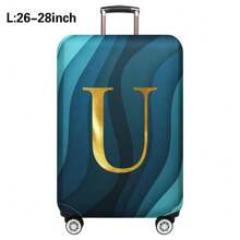 Luggage Cover Travel Case Cover For 18 To 32 Inch Luggage Protector Cases For Men Women Outdoor Holiday Travel Essentials Accessories Polyester Suitcase Elastic Dust Covers Fashion Initial Name A To Z Gold Letter Print Travel Accessories Travel Must Haves Bag For School School Accessories School Stuff - Blue - View 74