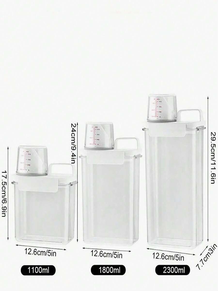 1pc Refillable Laundry Detergent Dispenser Jar For Powder Detergent