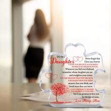 1 pieza Placa acrílica con forma de rompecabezas y soporte de escritorio como regalo para hija - Regalos de hija de madre para cumpleaños, graduación, bodas - Regalos de Acción de Gracias y Navidad para hijas - Para decoración de hogar, habitación o oficina