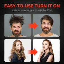 Electric Hair Straightening Comb Beard Comb Rapid Heating Hair Straightening Brush - 黑色 - 查看 4