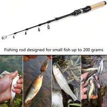 1,68m 1,8m 1,98m Vara de Pesca Telescópica de Fibra de Carbono com Alimentação UL, Vara de Pesca Giratória, Peso do Anzol 1-5g, Vara para Iniciantes Capturarem Peixes Pequenos
