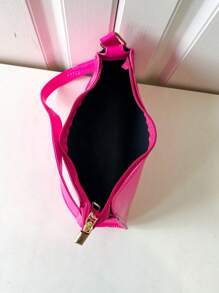2024 Spring New Casual Shoulder Small Bag For Women, Vintage Shoulder Crossbody Bag, Fashionable Commuting Bag. Suitable For Teen Girls, College Students. Vintage Zipper Bag For Newbies And White Collars. Perfect For Office, Work, Business, Commuting. Best Work Bag For Women. - Hot Pink - View 7