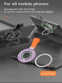 Creative Bling Sparkle Magsafe Double-Sided Magnetic Suction Ring Holder Stand, 360 Degree Rotation Desktop Phone Stand - Multicolor - View 10