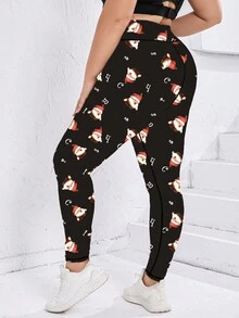 Jambiere de yoga cu imprimeu de marime plus, negru Skinny Riding