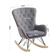 LIVINGANDHOME Living And Home Modern Upholstered Rocking Chair For Living Room Bedroom - Grey - View 11