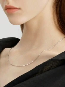emanco 1入女款時尚簡約全配1.2mm盒子項鍊 - 銀色 - 查看 2