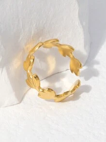 1入18k金銀三葉穿芒鈦鋼戒指，可調節開口設計，適用於求婚，潮流風格 - 三葉草形戒指 - 查看 3